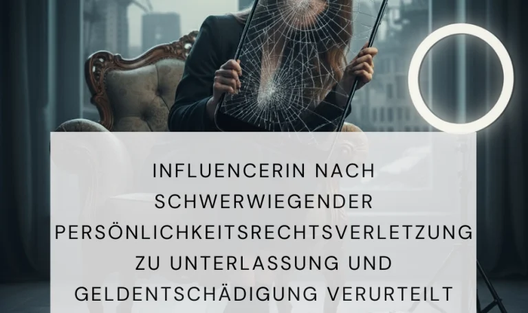 Influencerin Geldentschädigung hält zerstörtes Handy vor das Gesicht