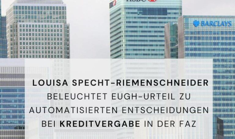Louisa Specht-Riemenschneider FAZ Scoring Kreditvergabe schufa Datenschutz