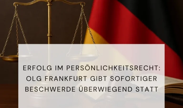 OLG Frankfurt gibt sofortiger Beschwerde überwiegend statt