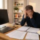 Mann schlägt wegen Coaching Vertrag Hände über Kopf zusammen