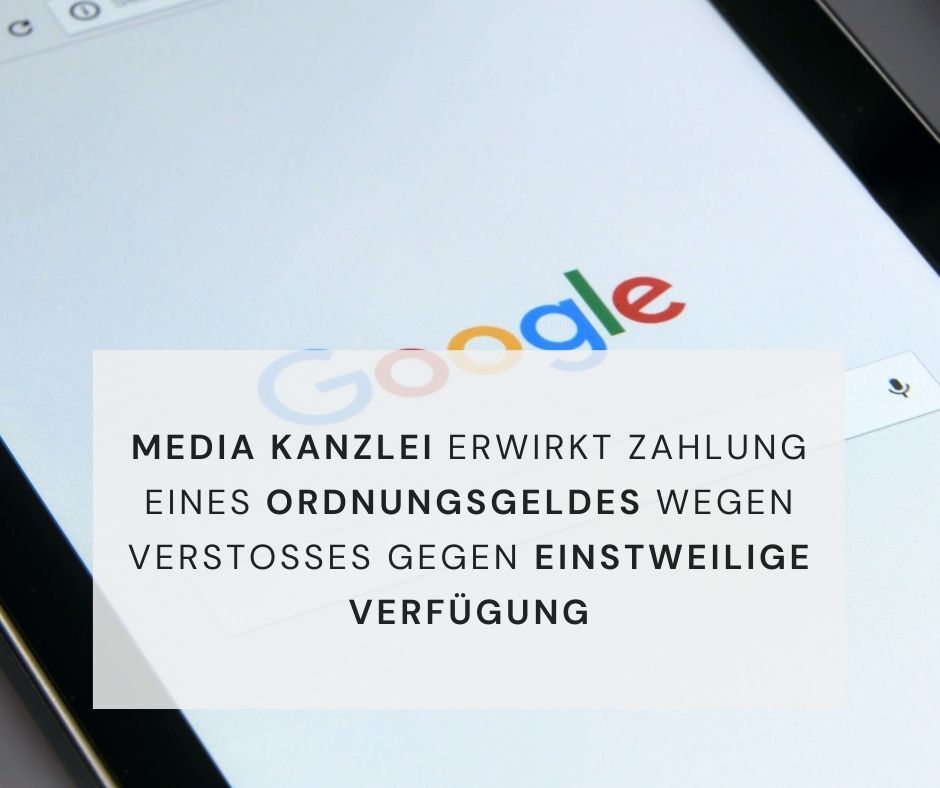 Ordnungsgeld, einstweilige Verfügung, Media Kanzlei